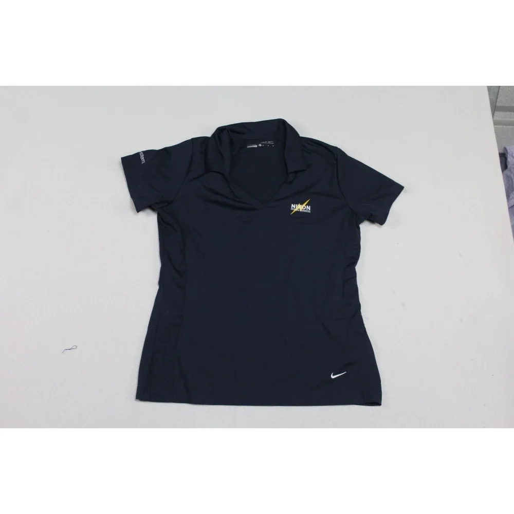 Nike Women Golf Blue Polo Shirt Short Sleeve Collar Dri Fit Size Medium